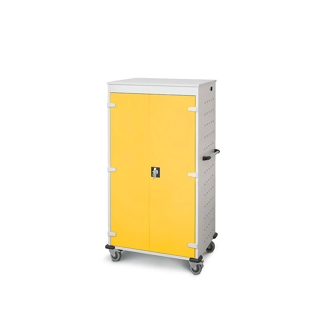 Laptopwagen mit Ladefunktion, 2-Punkt-Verriegelung, Feststellbremse, 26 Fächer, B 920 x T 500 x H 1540, gelb